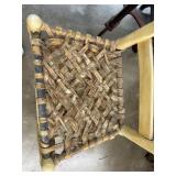 Leather braided wooden country style chair