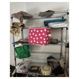 6ft Metal shelf w/misc contents