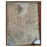 Framed antique lace linen