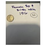 1916 French 50 cent Silver coin
