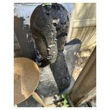 Outdoor cement Asian bust
