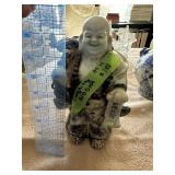 Laughing glazed Buda figurine