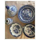 MIsc Blue and white glazed lot-as is