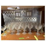 Etched crystal stem glasses