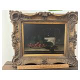 Antique wooden frame Art Strawberries and Cream