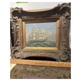 Antique wood frame Sailboat painting