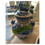 Glazed Asian style Temple jar w/lid