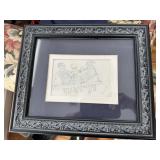 Framed drawing-signed