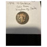 1894 Italy 10 centesimi coin