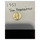 1952 SF Silver quarter