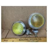 Pr vintage round Yellow Sate-Lite 30 w/chrome