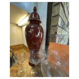Red Glazed vase with lid