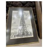 Black and White Oil Well print