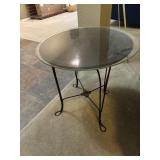 Metal leg, glass and wood top base table
