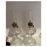Pair of mini glass oil lamps