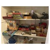 MIsc contents of closet-games, linens etc