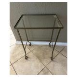 Metal bas, glass top drink table