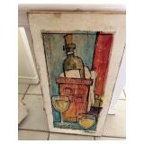 Whimsical wine bottle and glasses