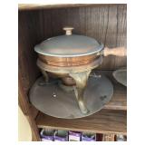 Vintage Brass and copper Chaking dish with lid