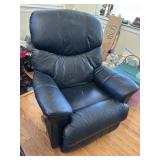 Blue leather recliner