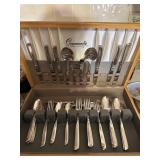 Community Silverware w/wood case silver plate