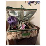Wicker sewing basket w/misc sewing