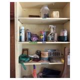Misc contents of garage shelves