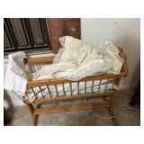 Wood cradle w/doll