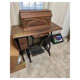 American oak sewing machine cabinet and base only
