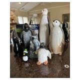 MIsc lot of decorative penguins-glass, slate