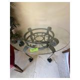 Glass top/Iron leg table