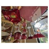 Cranberry stem glasses lot