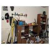 Garage shelf w/misc garage items