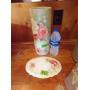 Handpainted vase and platter
