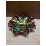 Star of David carnival glass bowl