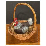 Ceramic rooster and basket