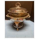 Silver Plate Chafing dish with glass Pyrex insert