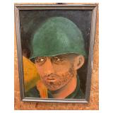 Paint on canvas soldier 17"x 13"