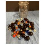 Mason jar of marbles
