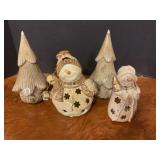 Ceramic snowman and trees