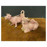 Ceramic cow cream and sugar