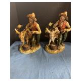 Ceramic Statues Old Man & Mule 10" tall