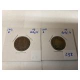 2 1912  D liberty nickels