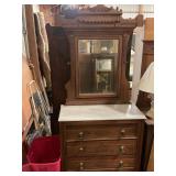 Antique marble top dresser with mirror