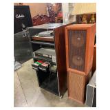 Vintage tapedeck,record player&speakers in cabinet