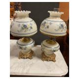 Matching Vintage glass&brass lamps 21ï¿½ tall