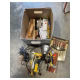 Box of miscellaneous tools &  lights