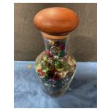 Decorative glass jar, 9 inches tall