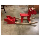 Wooden reindeer rocker with sleigh