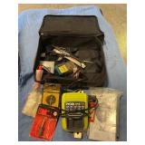 Ryobi case & battery charger with misc. items